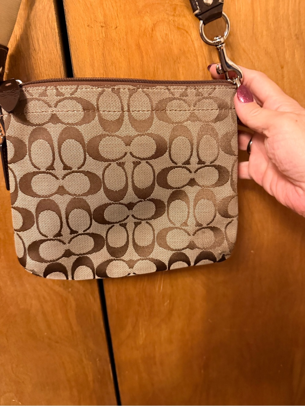 Coach Brown Signature Canvas Crossbody with Leather Trim - Picture 8 of 8